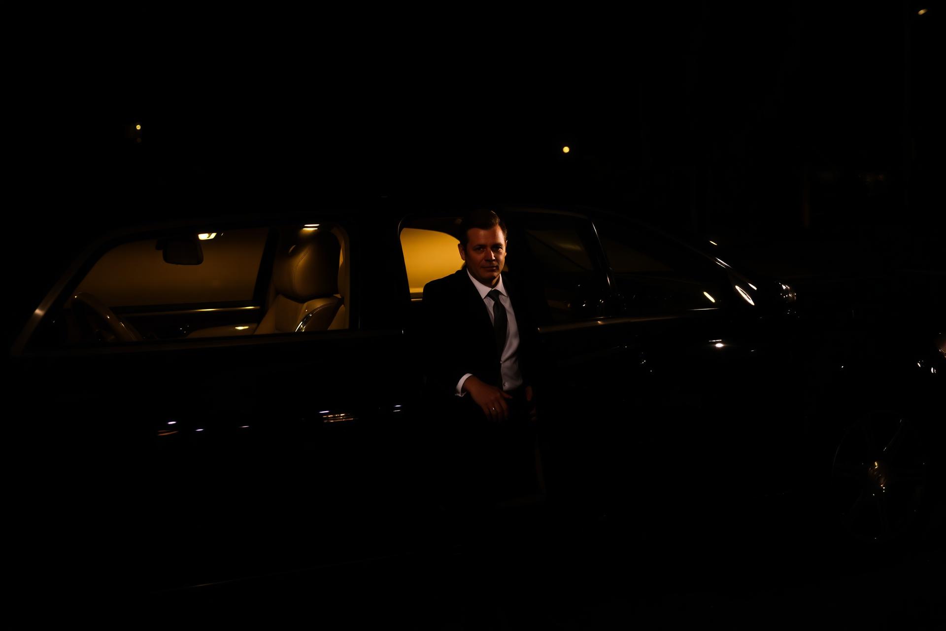 Luxury chauffeur with black sedan