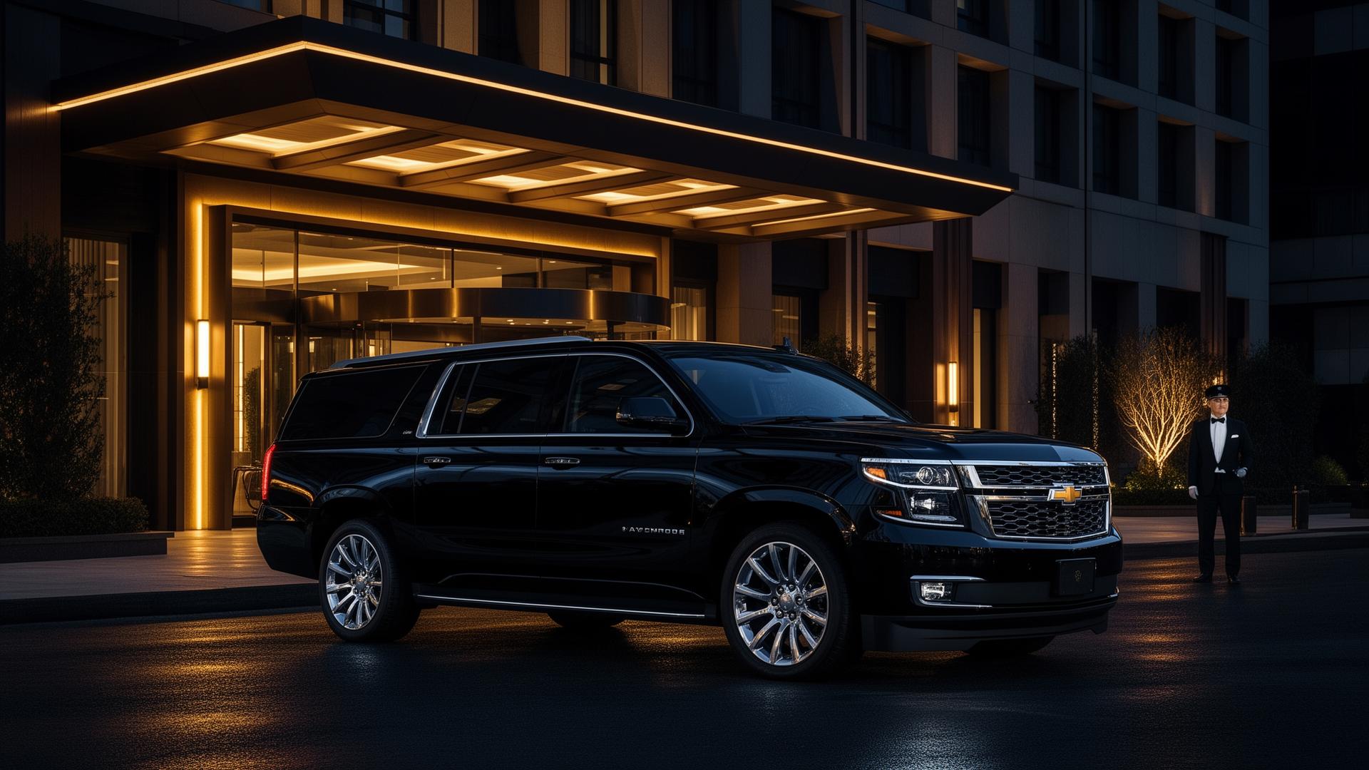 Black luxury Chevrolet Suburban chauffeur SUV